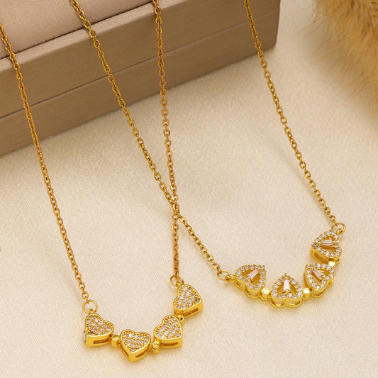 Zircon Heart-Shaped Magnetic Four-Leaf Necklace – Elegant & Unique - Sureru
