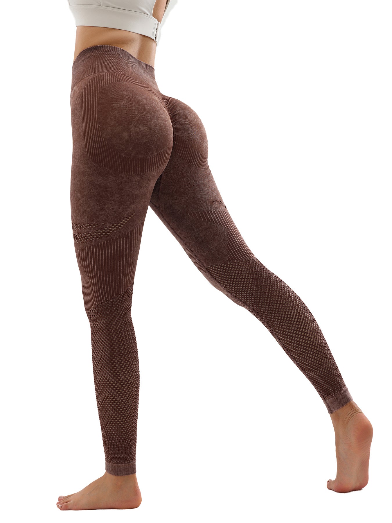 6 Pack Mesh Cut Out Leggings For Women Tights Breathable Workout Tummy Control Pants - Sureru