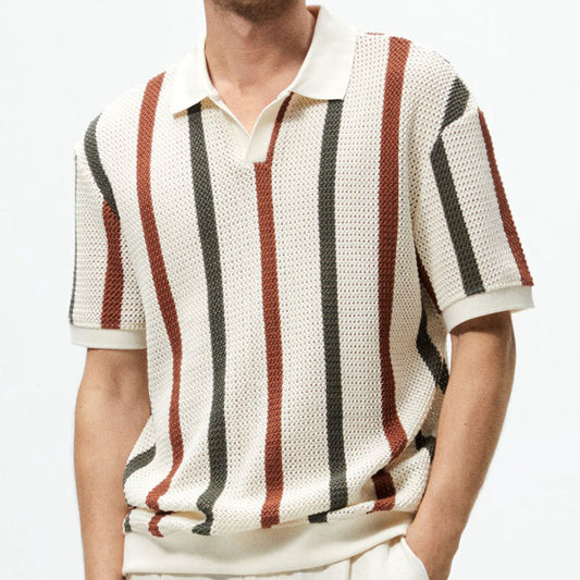 Men’s Khaki Long Sleeve Pullover – Viscose Round Yarn Knit - Sureru