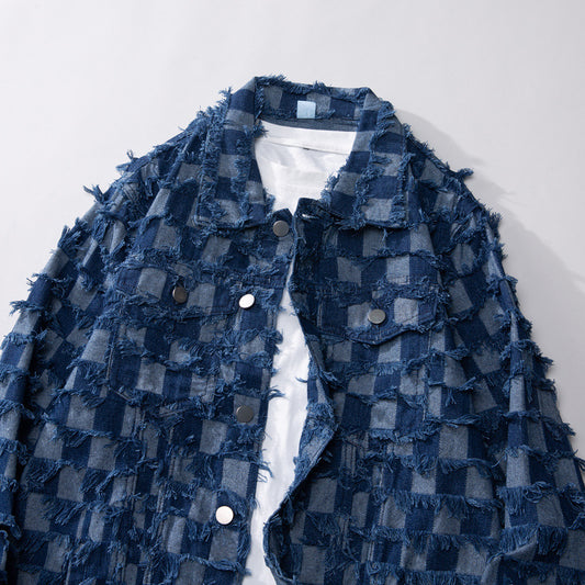 Fall Winter Cowboy Jacket Men Loose Burrs Denim Jacket Men - Sureru