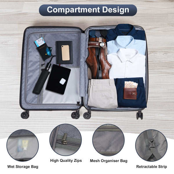 3-Piece Expandable Luggage Set – 20" 24" 28" | TSA Lock | Spinner Wheels | ABS+PC Hard Shell - Sureru
