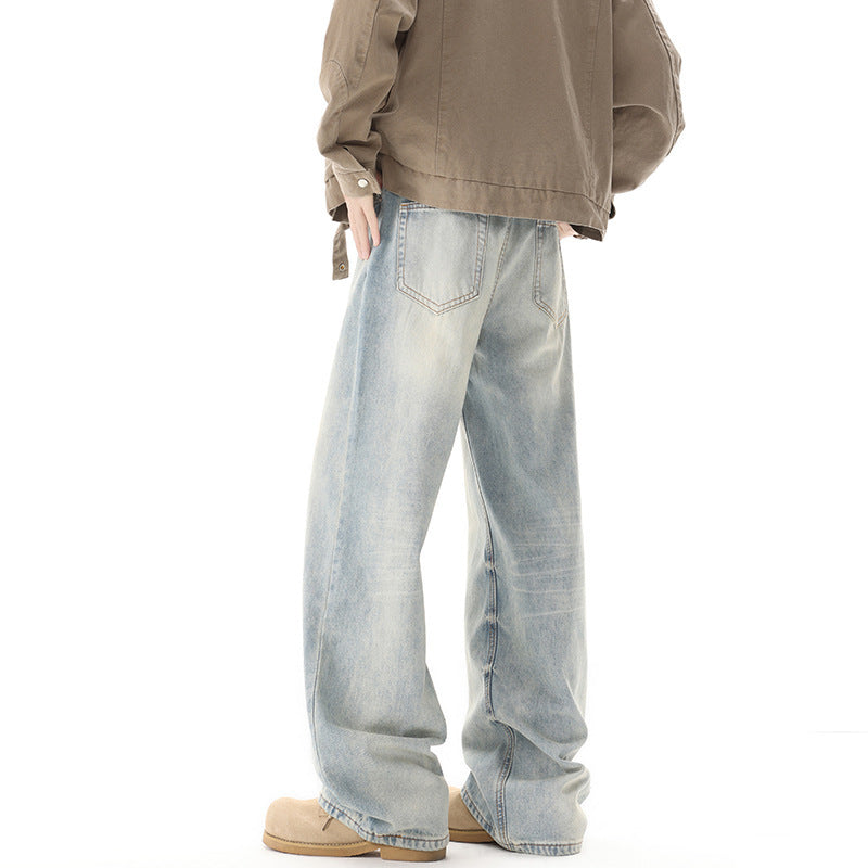 Men’s Blue Straight-Leg Denim Pants - Sureru