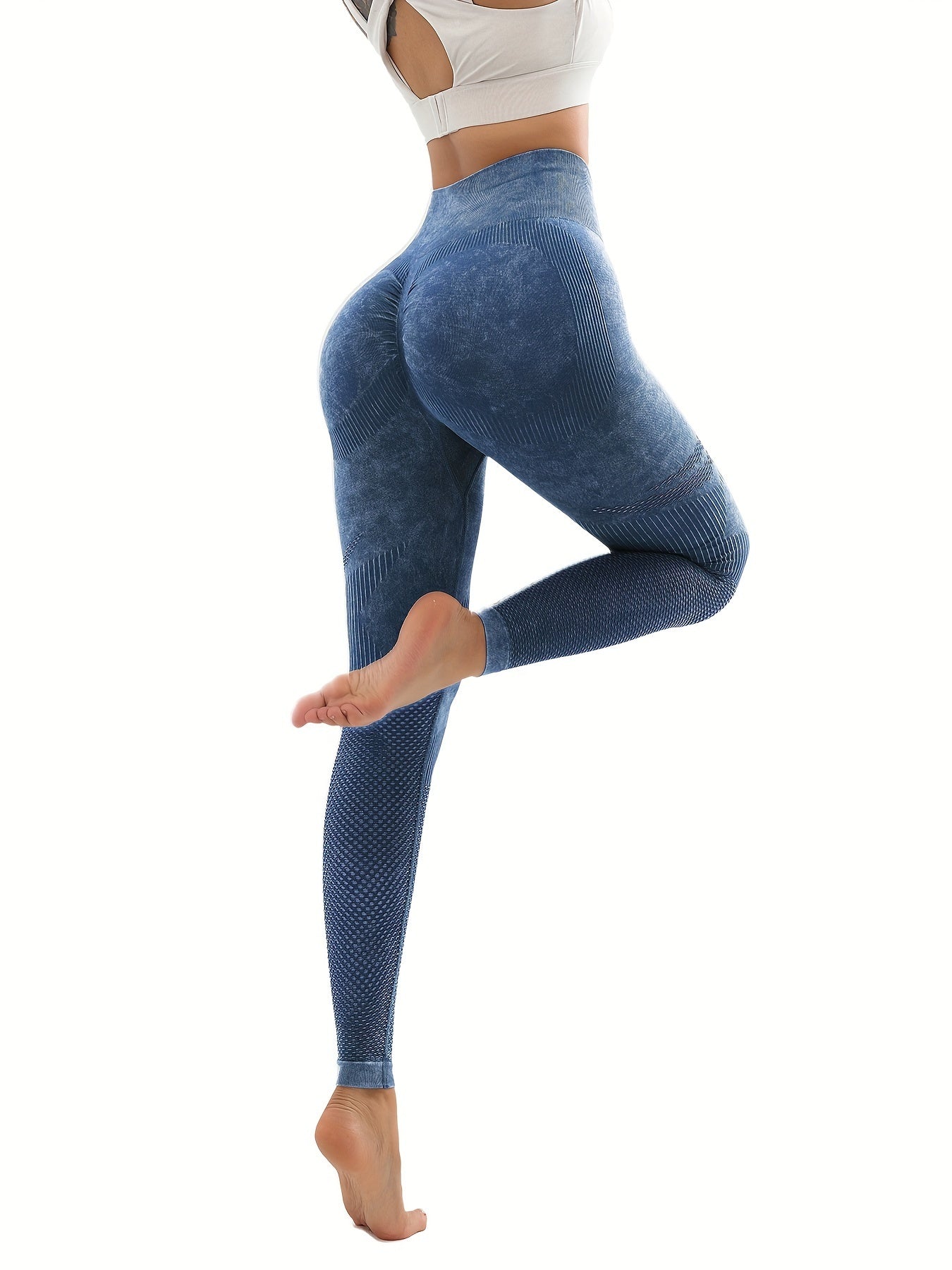 6 Pack Mesh Cut Out Leggings For Women Tights Breathable Workout Tummy Control Pants - Sureru