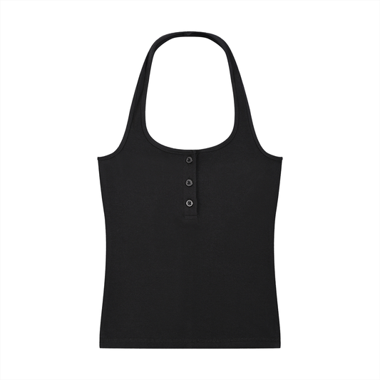 Women's Ribbed Henley Tank Top