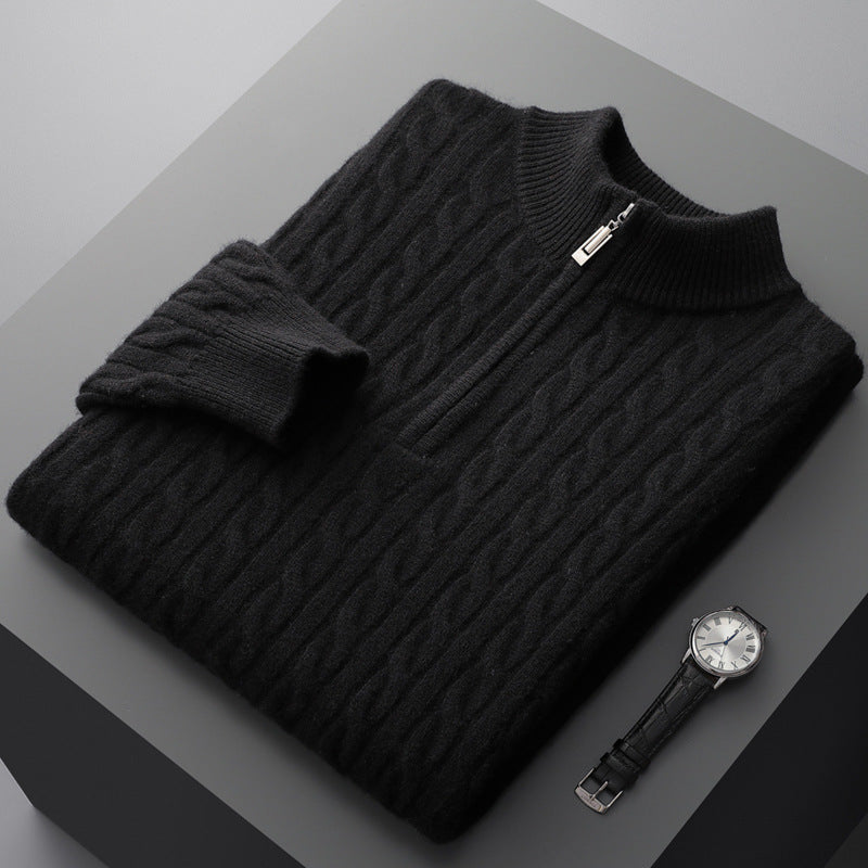 Pure Wool Sweater Men's Half-high Collar Pullover - Sureru