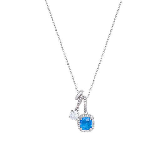 Super Shiny Blue Zircon Necklace – High-End Clavicle Chain - Sureru