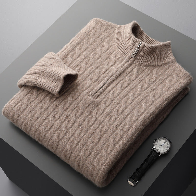 Pure Wool Sweater Men's Half-high Collar Pullover - Sureru