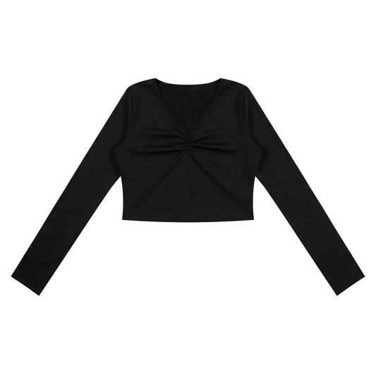 Women's Ruched Long Sleeve Crop T-Shirt