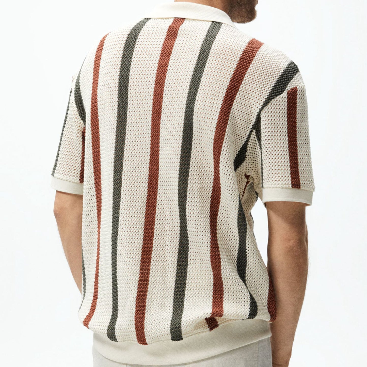 Men’s Khaki Long Sleeve Pullover – Viscose Round Yarn Knit - Sureru
