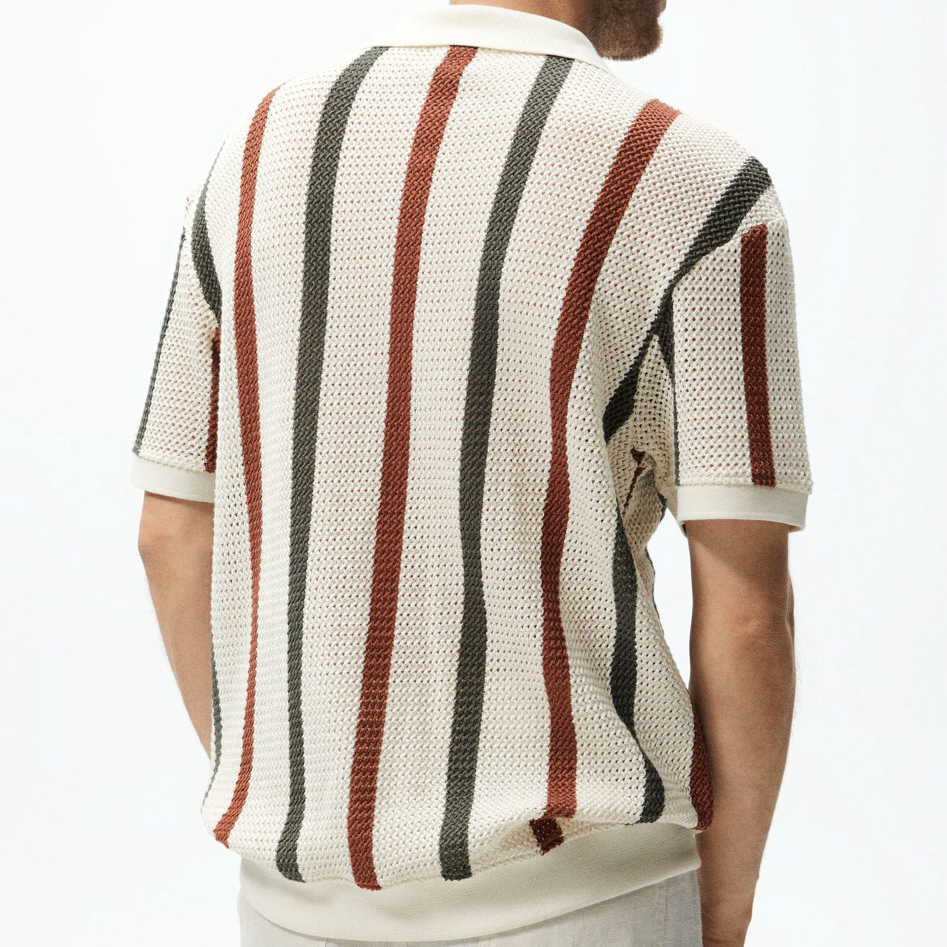 Men’s Khaki Long Sleeve Pullover – Viscose Round Yarn Knit - Sureru