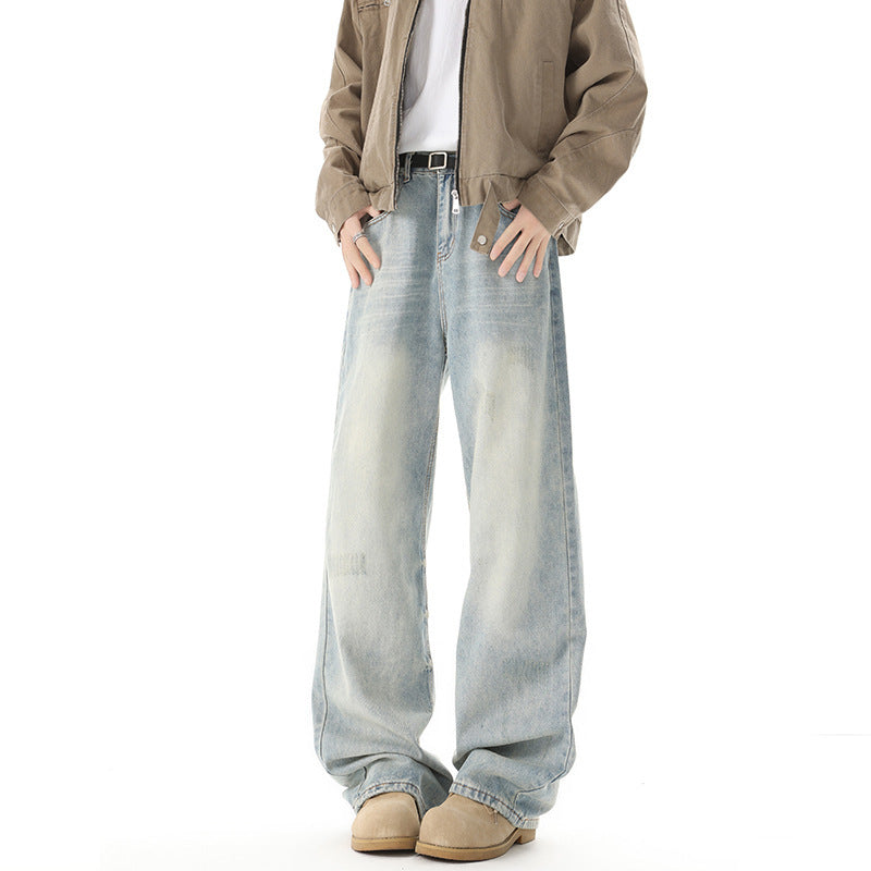 Men’s Blue Straight-Leg Denim Pants - Sureru
