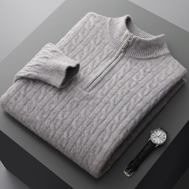 Pure Wool Sweater Men's Half-high Collar Pullover - Sureru
