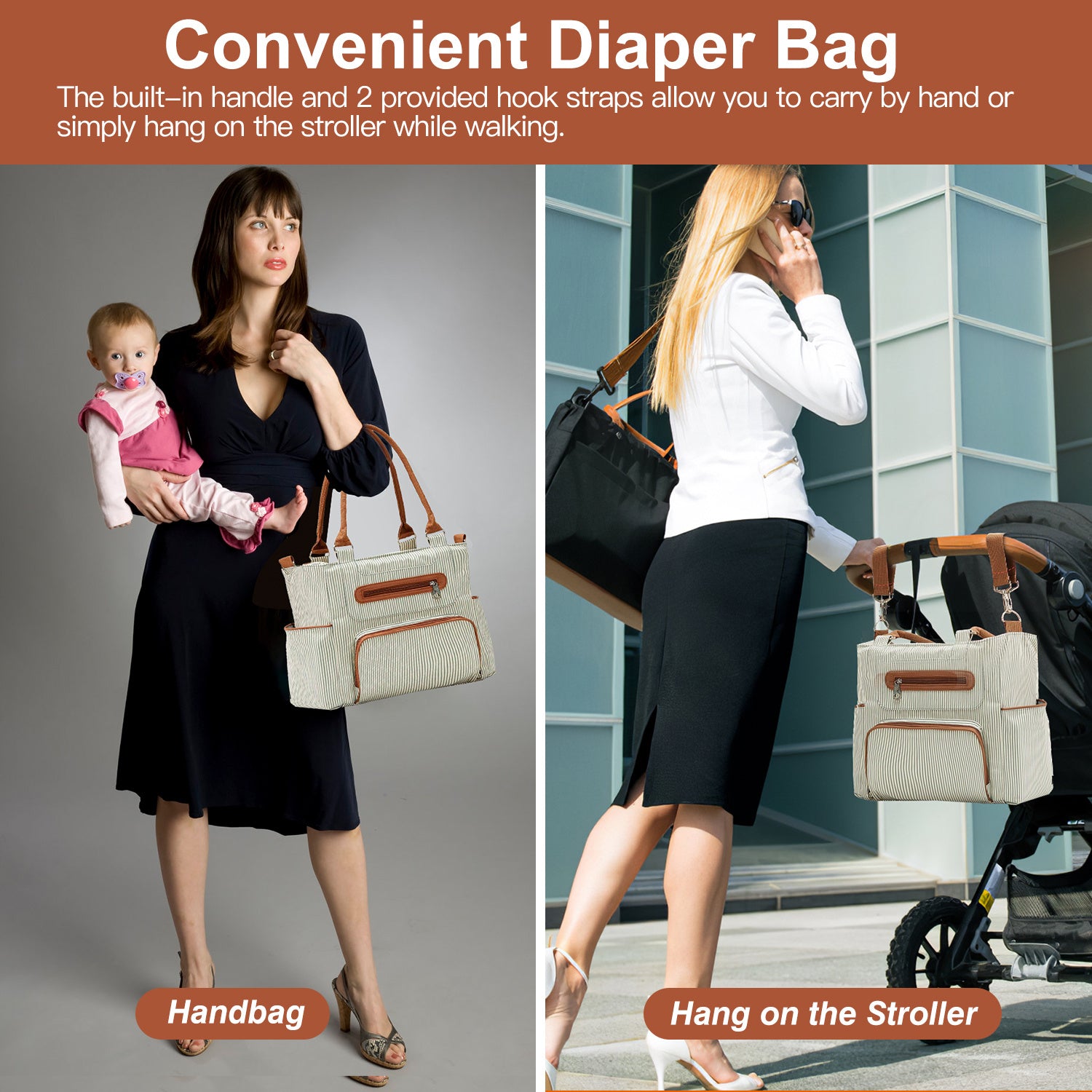 8Pcs Baby Nappy Diaper Bag Set with Accessories - Sureru