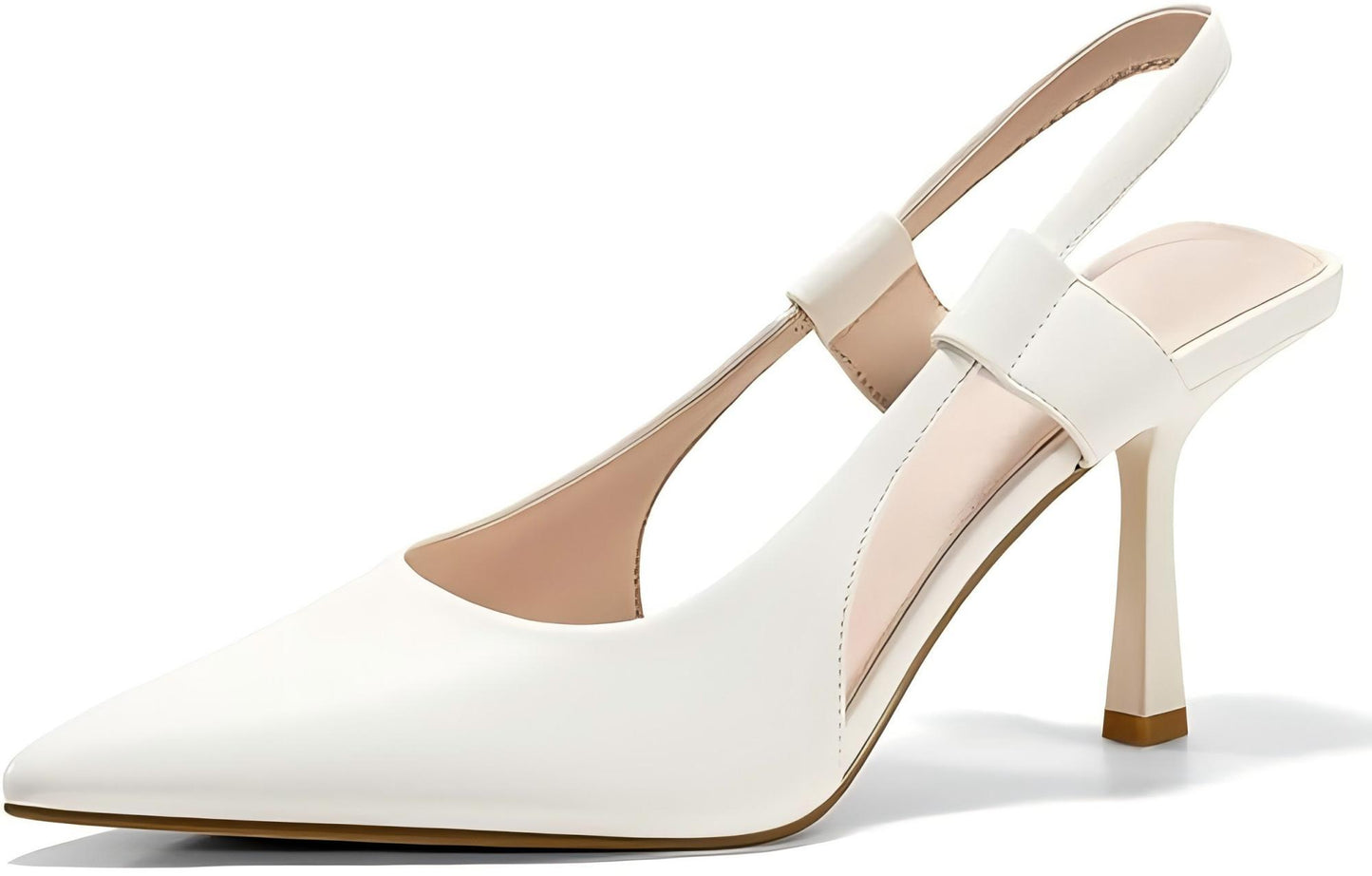 Women’s Pointed Toe Slingback Stiletto Pumps – Elegant Faux Leather High Heels - Sureru