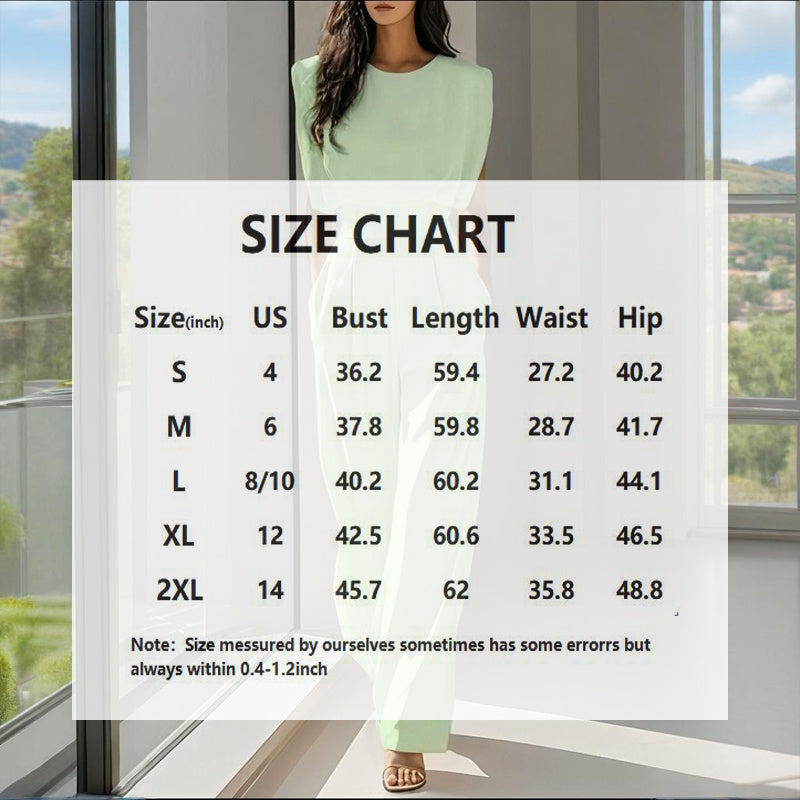 Women's Solid Color Round Neck Short Sleeve Wide-Leg Jumpsuit With Waist Design & Pockets Casual Romper For Spring&Summer - Sureru