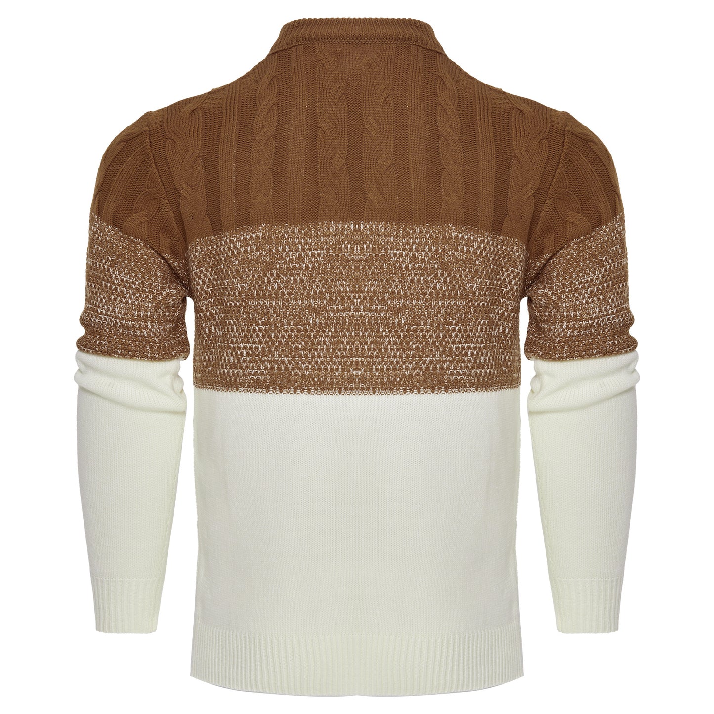 Men’s Colorblock Cable-Knit Pullover Sweater – Crew Neck Long Sleeve - Sureru