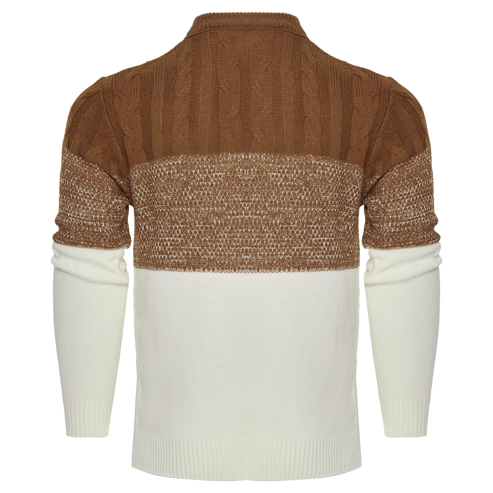 Men’s Colorblock Cable-Knit Pullover Sweater – Crew Neck Long Sleeve - Sureru
