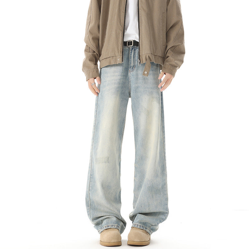 Men’s Blue Straight-Leg Denim Pants - Sureru