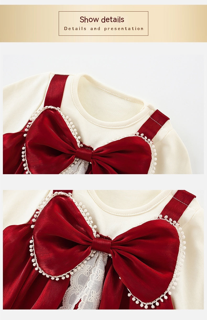 Sweet Cotton Triangle Baby Jumpsuit – Red Single-Breasted Romper (0–2 Years) - Sureru