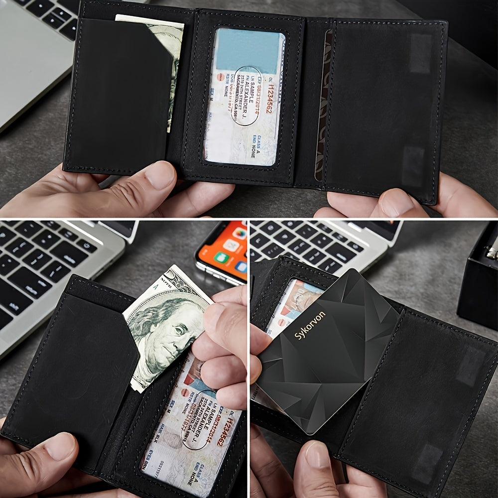 Airtag Men's Wallet Minimalist RFID Wallet With Airtag Stand Smart Pop-up Wallet With Wallet, Slim Card Holder Small Wallet - Sureru