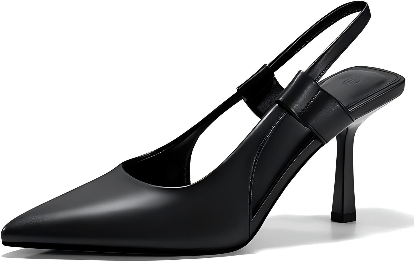 Women’s Pointed Toe Slingback Stiletto Pumps – Elegant Faux Leather High Heels - Sureru