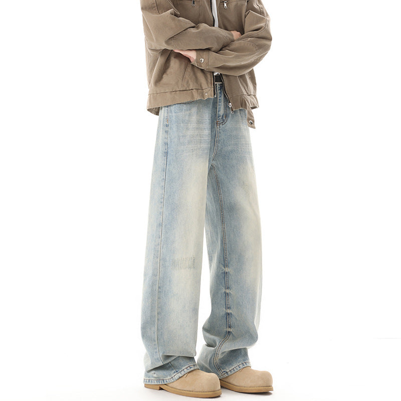 Men’s Blue Straight-Leg Denim Pants - Sureru