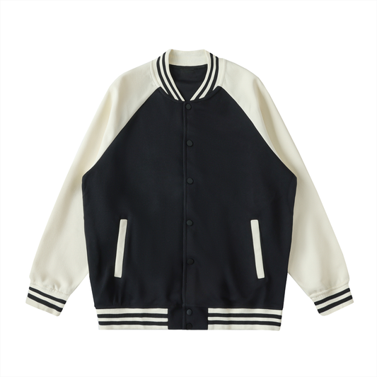 Two Tone Raglan Sleeve Varsity Jacket