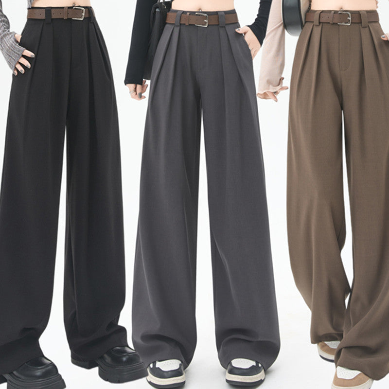 Women’s High-Waist Straight Trousers with Pockets - Sureru