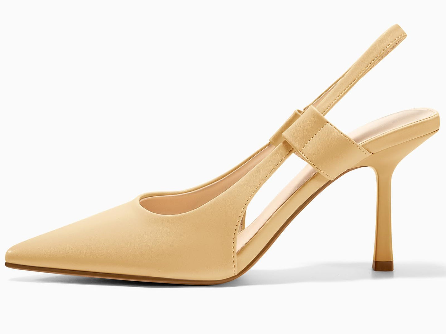 Women’s Pointed Toe Slingback Stiletto Pumps – Elegant Faux Leather High Heels - Sureru