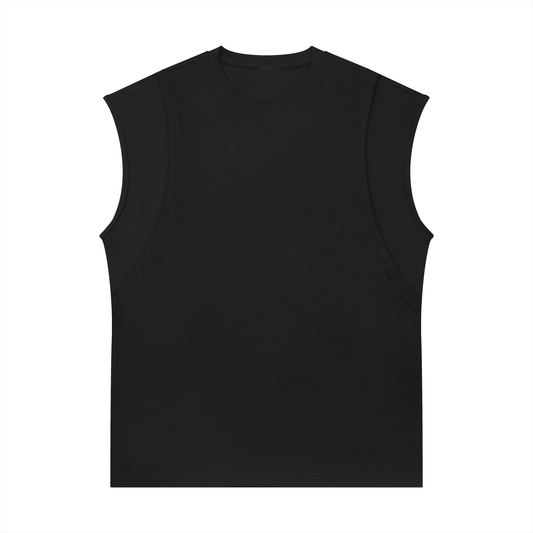 Spliced Panel Sleeveless Muscle T-Shirt