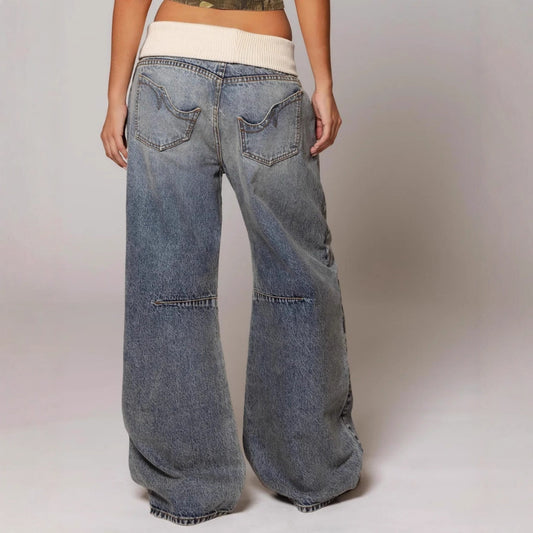 American Retro Street Distressed Blue Jeans – Washed Vintage Style - Sureru