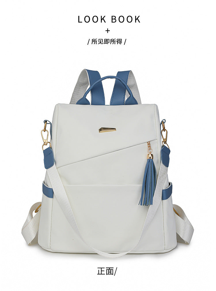 Oxford Cloth Stitching Women'S Backpack Anti-Theft Back Zipper Girls Schoolbag Casual Travel Double Shoulder Backpack - Sureru