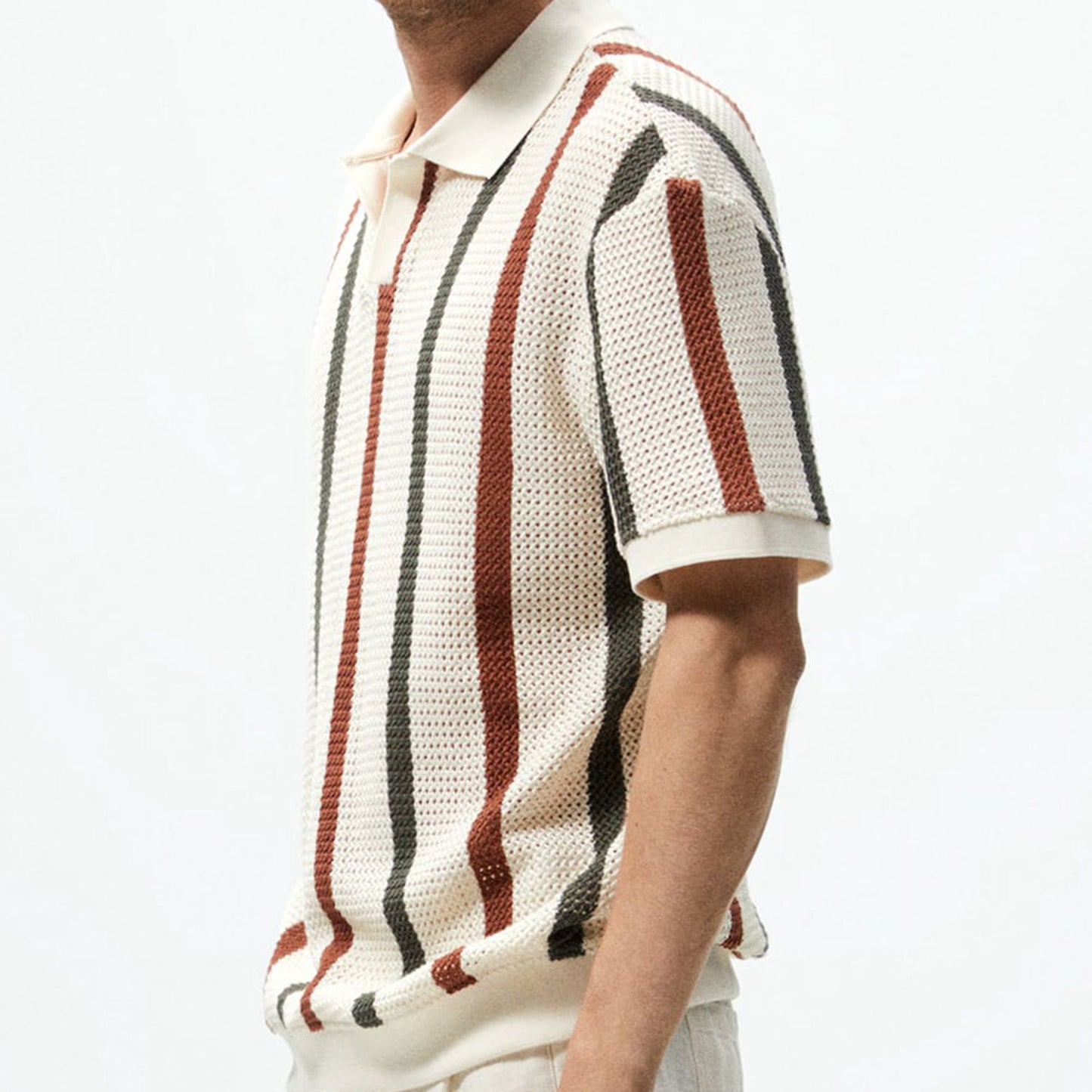 Men’s Khaki Long Sleeve Pullover – Viscose Round Yarn Knit - Sureru
