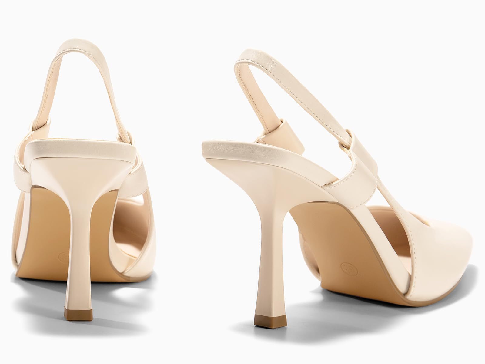 Women’s Pointed Toe Slingback Stiletto Pumps – Elegant Faux Leather High Heels - Sureru