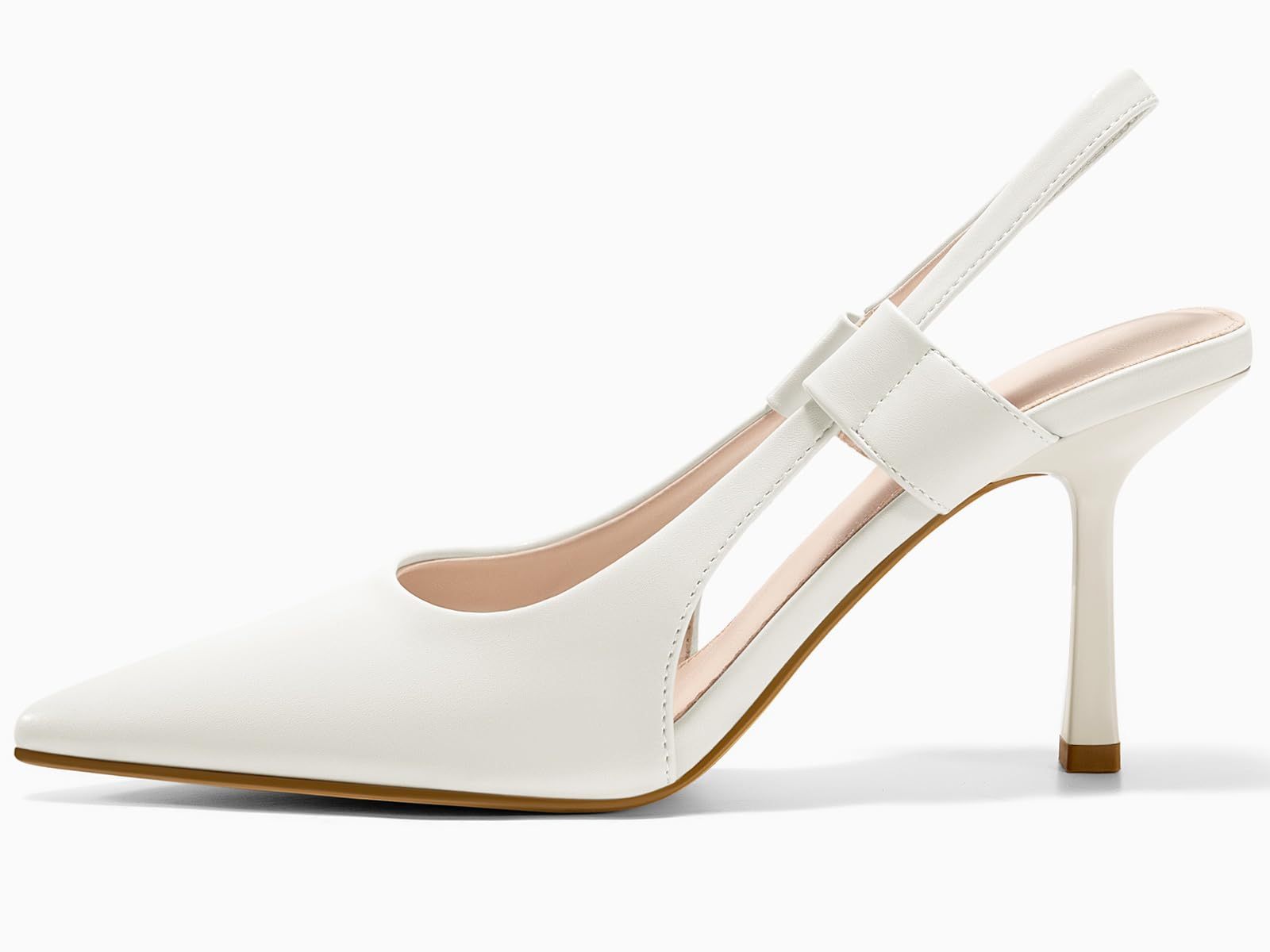 Women’s Pointed Toe Slingback Stiletto Pumps – Elegant Faux Leather High Heels - Sureru