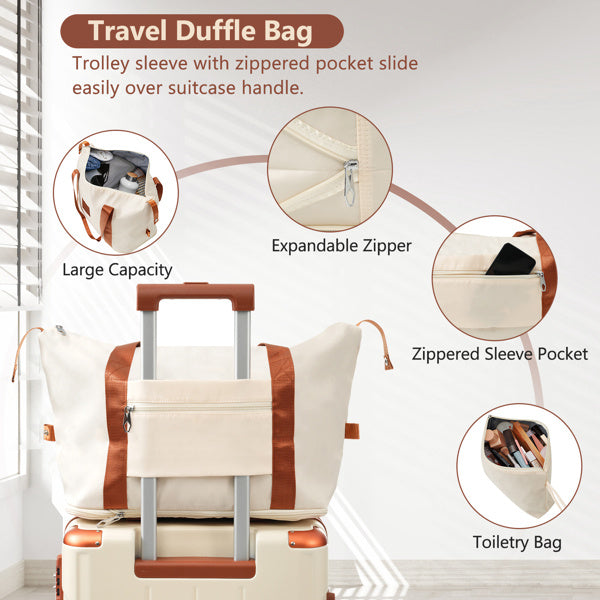 Hardshell Luggage Sets 3 Piece Carry-on Suitcases With Wheels, TSA Lock For Men Women-White - Sureru