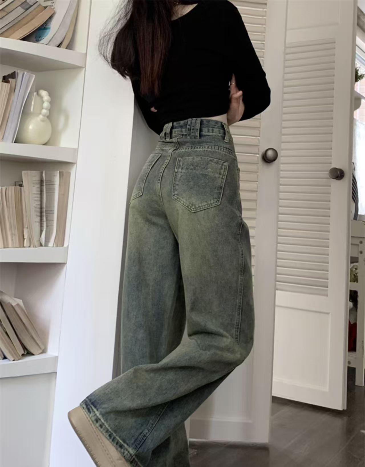2025 New Retro Washed Loose-Fit Jeans – Casual Zipper & Button Closure - Sureru