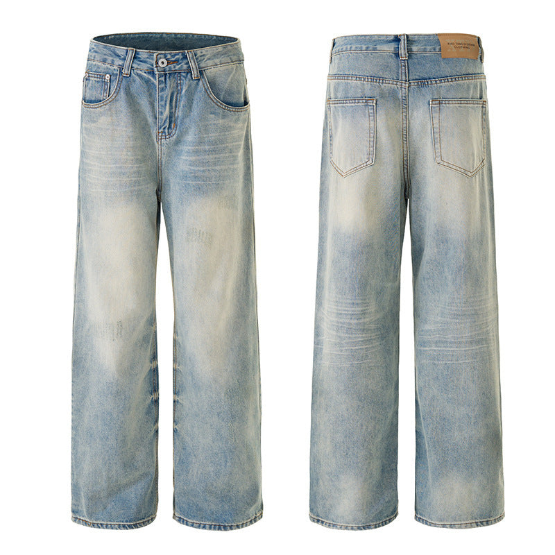 Men’s Blue Straight-Leg Denim Pants - Sureru