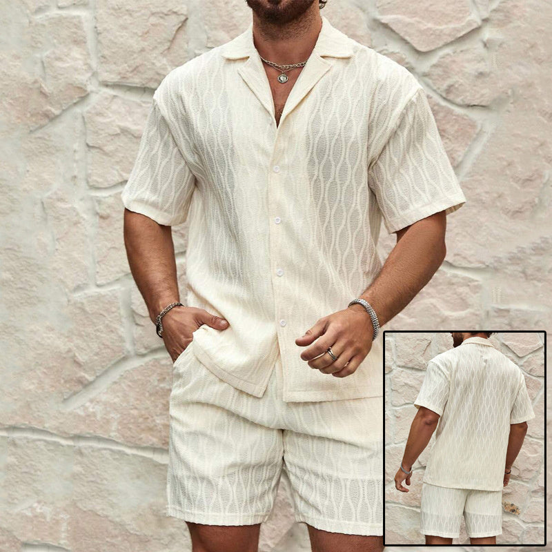 Milky White Two-Piece Summer Set – Short Sleeve Top & Shorts - Sureru