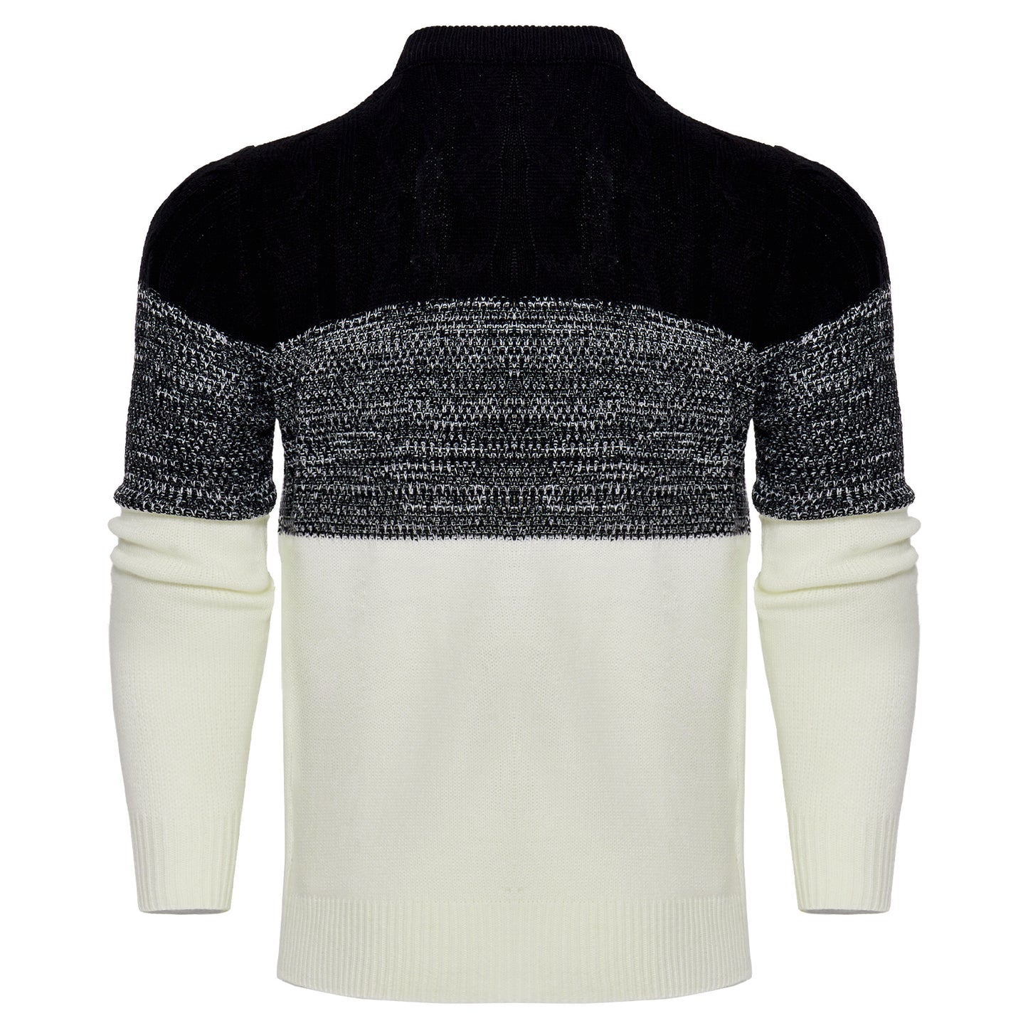 Men’s Colorblock Cable-Knit Pullover Sweater – Crew Neck Long Sleeve - Sureru