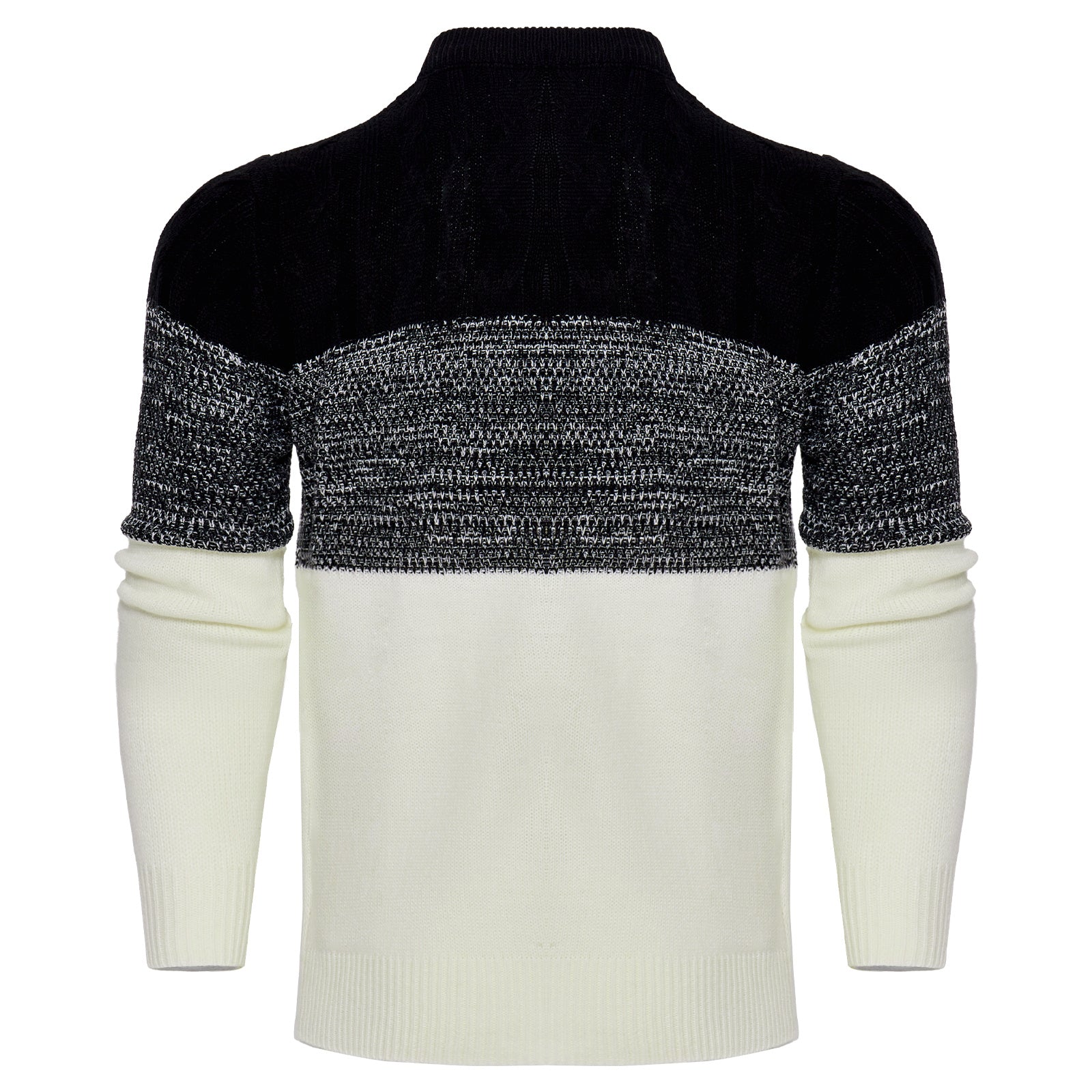 Men’s Colorblock Cable-Knit Pullover Sweater – Crew Neck Long Sleeve - Sureru