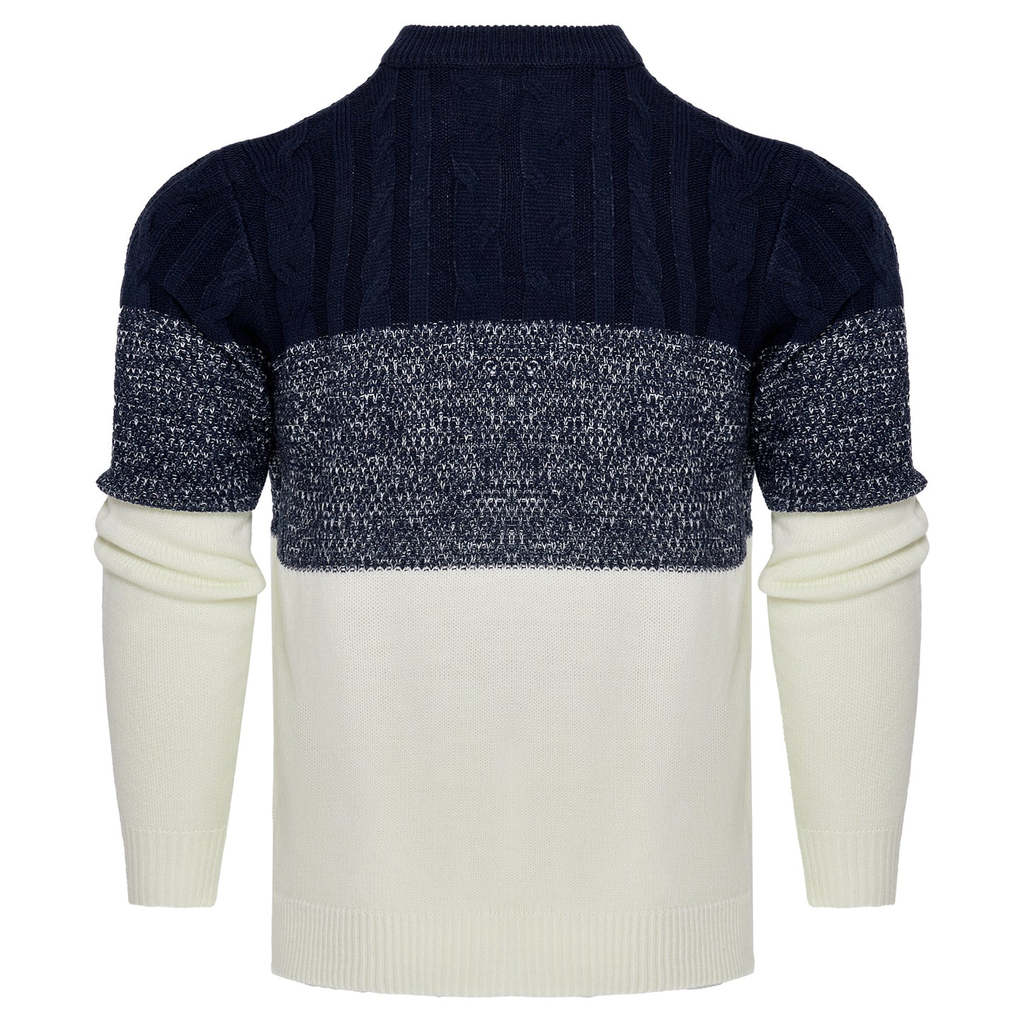 Men’s Colorblock Cable-Knit Pullover Sweater – Crew Neck Long Sleeve - Sureru