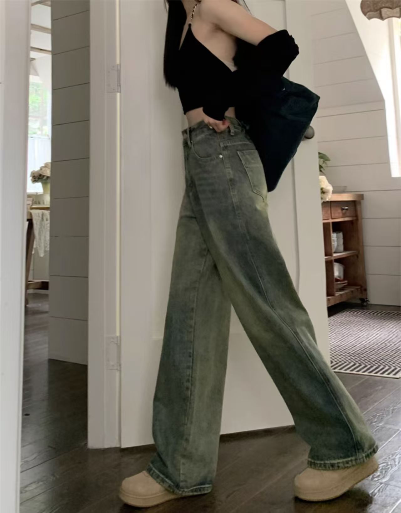 2025 New Retro Washed Loose-Fit Jeans – Casual Zipper & Button Closure - Sureru