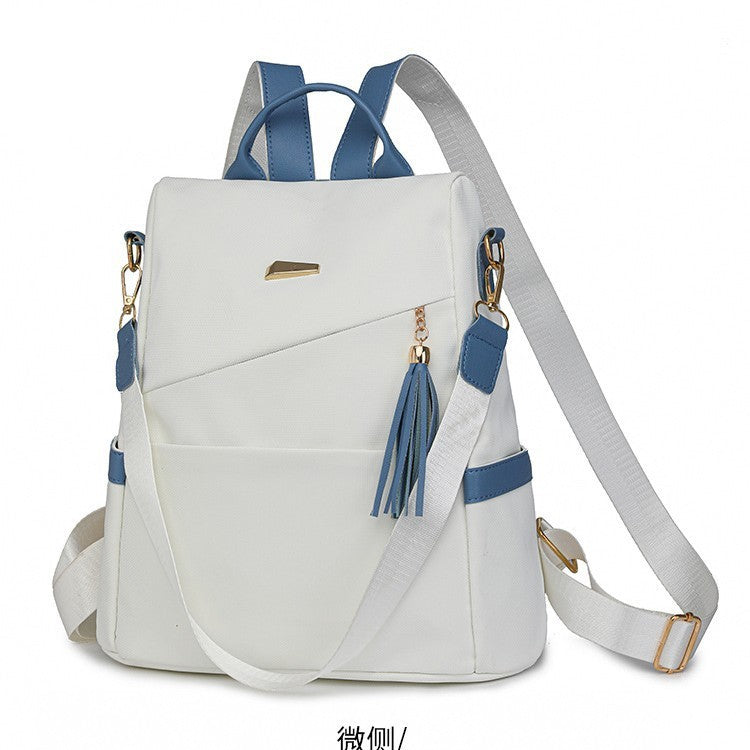 Oxford Cloth Stitching Women'S Backpack Anti-Theft Back Zipper Girls Schoolbag Casual Travel Double Shoulder Backpack - Sureru