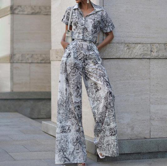 Animal Pattern Vacation Set – Shirt & Pants (2-Piece) - Sureru