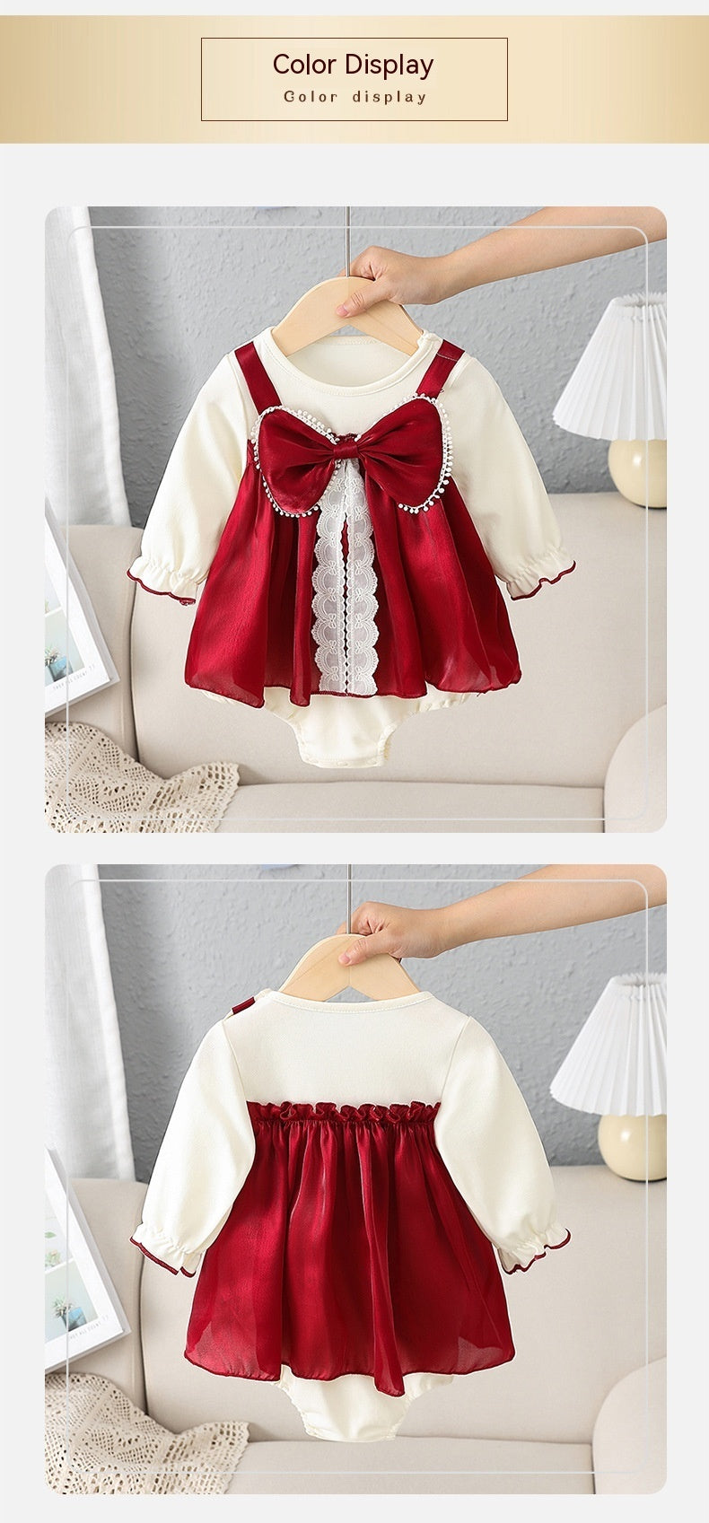 Sweet Cotton Triangle Baby Jumpsuit – Red Single-Breasted Romper (0–2 Years) - Sureru