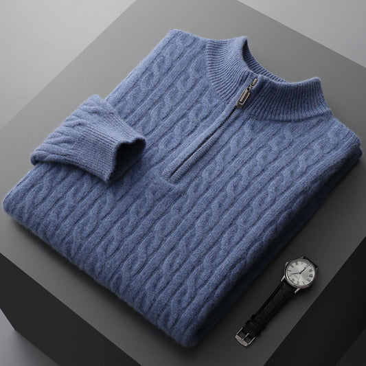 Pure Wool Sweater Men's Half-high Collar Pullover - Sureru
