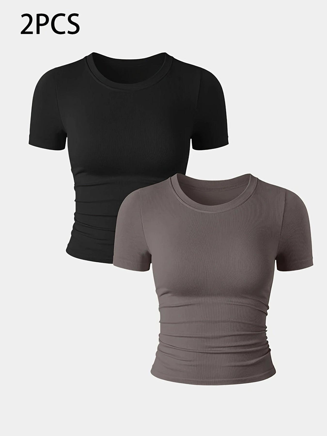 2 Packs Women's Seamless Workout Tops - Breathable Short Sleeve Athletic Shirts, Moisture Wicking Quick Dry Tees With Soft Stretch Fabric - Sureru