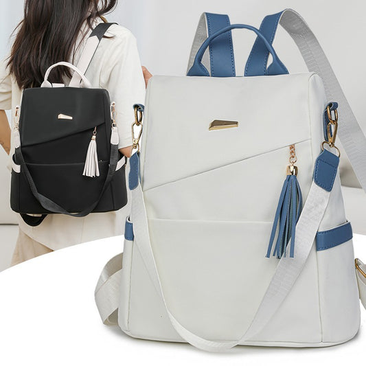 Oxford Cloth Stitching Women'S Backpack Anti-Theft Back Zipper Girls Schoolbag Casual Travel Double Shoulder Backpack - Sureru