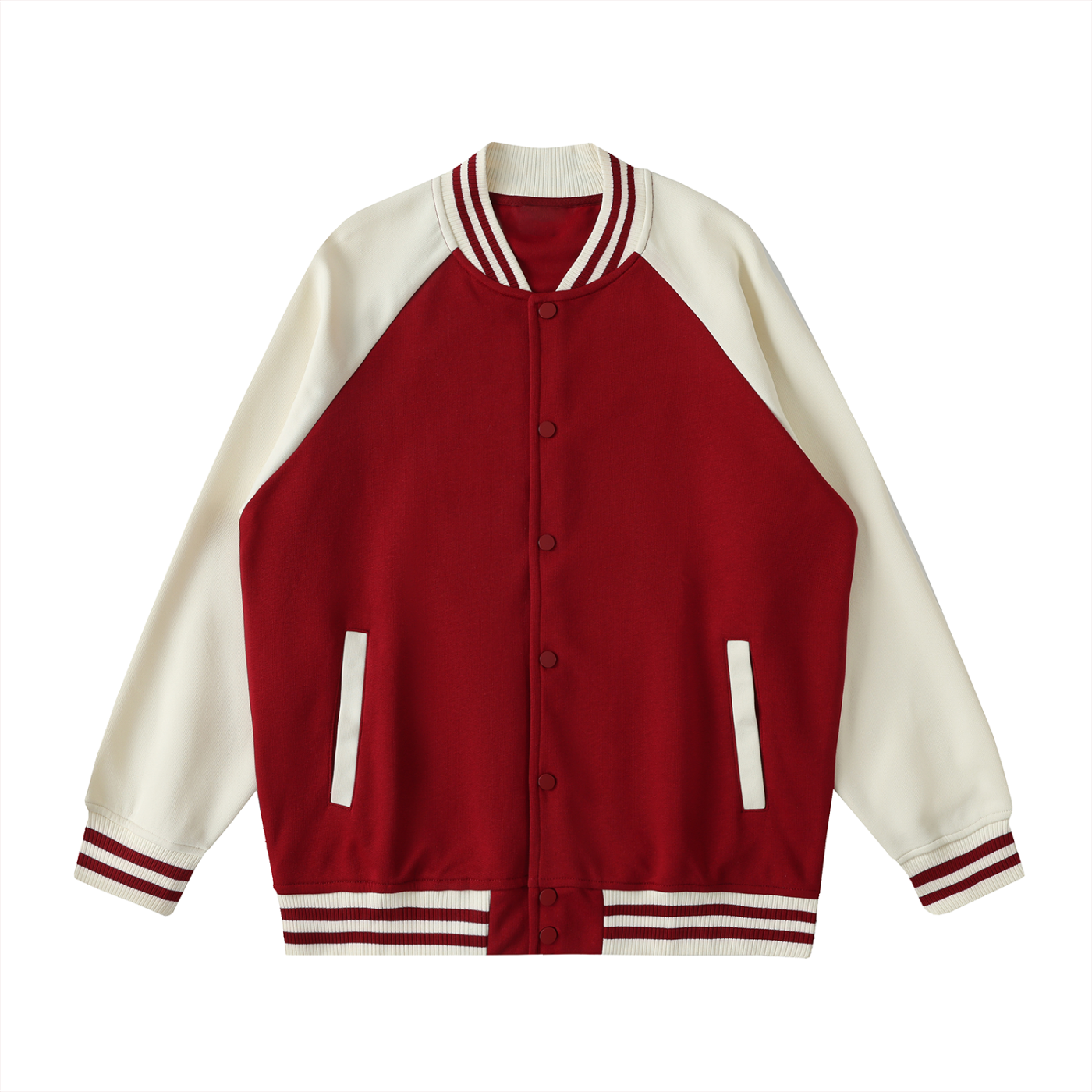 Two Tone Raglan Sleeve Varsity Jacket
